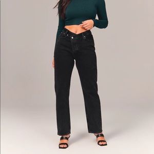 Abercrombie & Fitch Curve Love High Rise Dad Criss Cross Jeans Size 25 / 0R